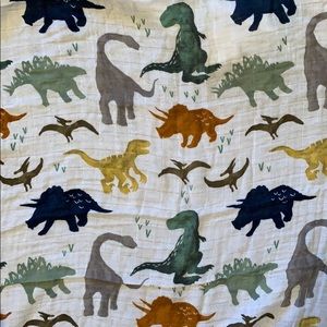 Little Unicorn Dinosaur Print Muslin Blanket